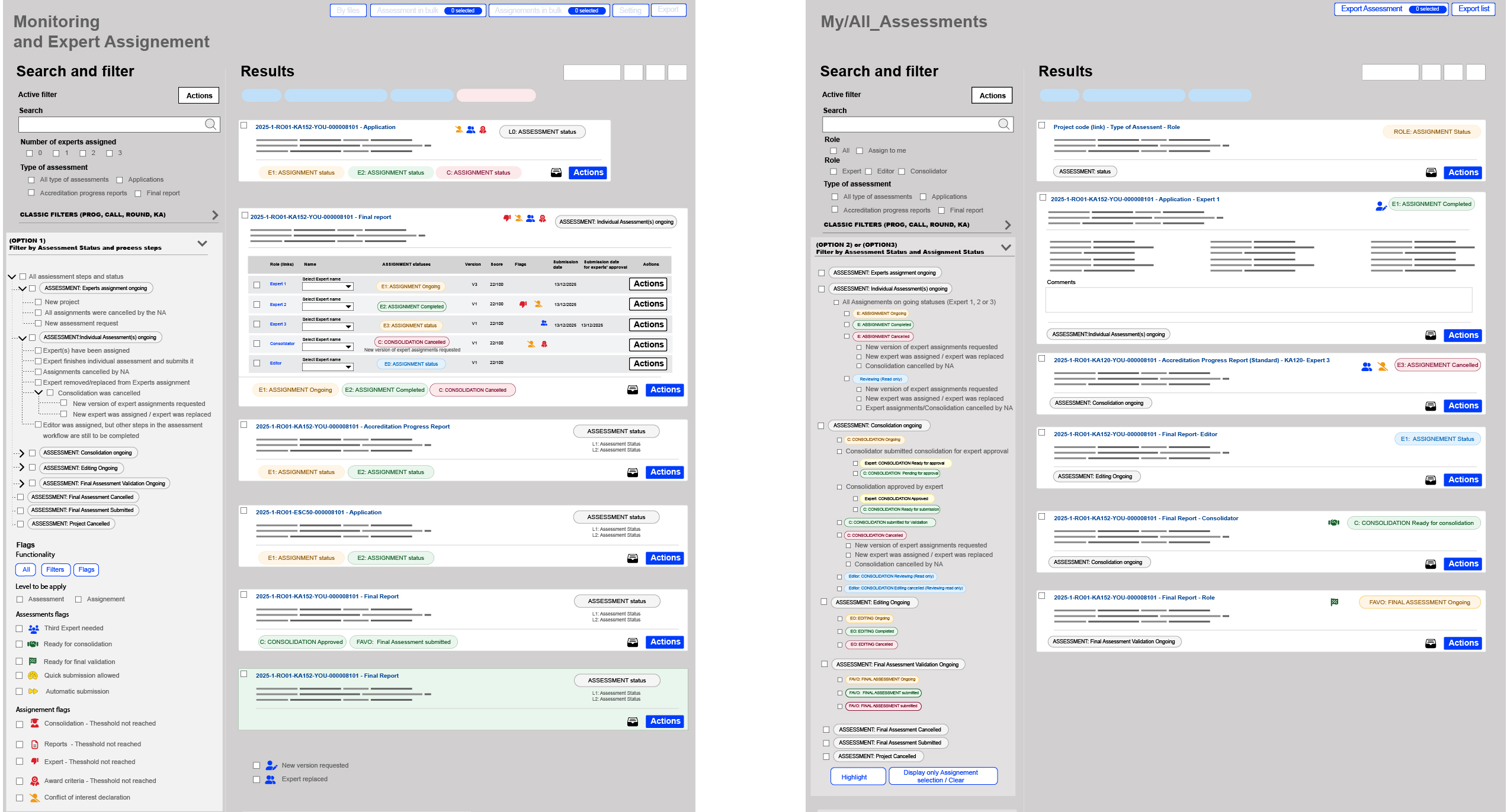 Wireframe set covering all page types